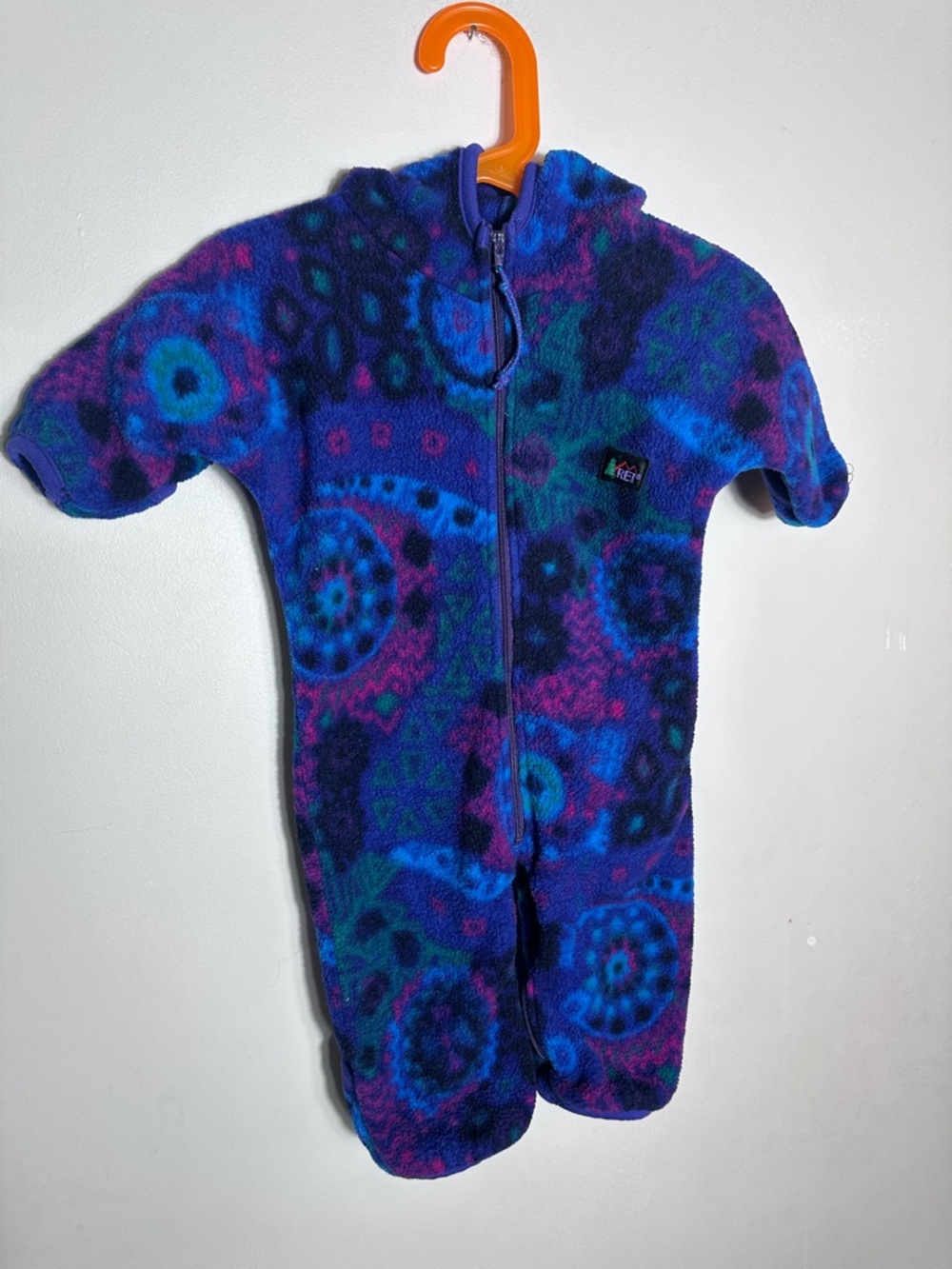 Vintage REI Infant Fleece One-Piece Romper with Hood- Bunting Suit